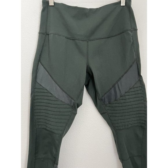Zella Size Large Olive Green Ribbed Moto Leggings - Picture 2 of 6